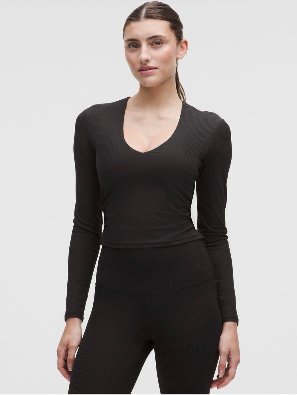 NWT Lululemon All It Takes Ribbed Nulu V-Neck Long-Sleeve Shirt Size 8 in Black